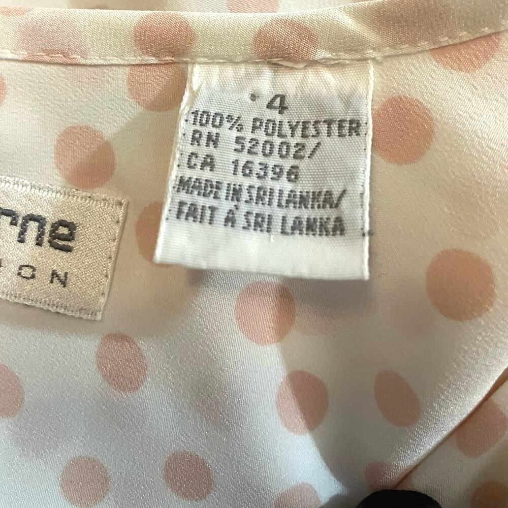 Liz Claiborne Women's Cream/Pink Polka Dots Front Pocket Long Sleeve Blouse SZ 4 - Picture 8 of 13